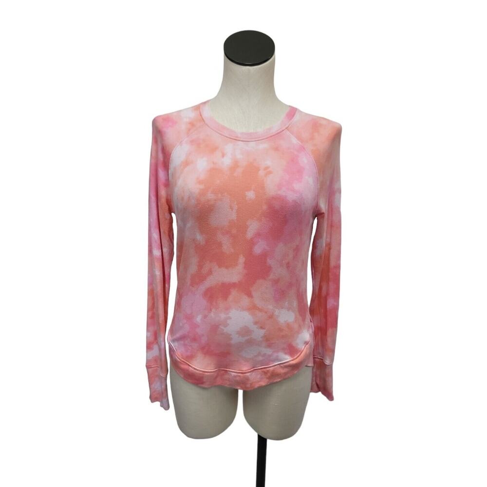 Athleta Mindset Printed Crewneck Pullover Sweatshirt Pink Tie Dye Size XS